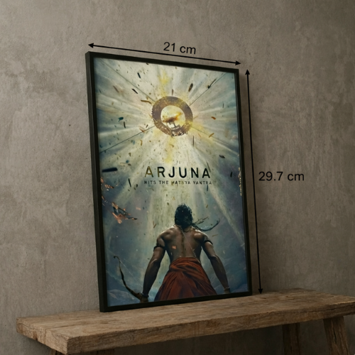 Mahabharat Arjuna Wall Poster with Frame A4 Size