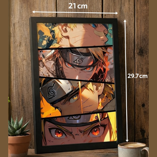 Naruto Uzumaki Anime Framed Wall Art Poster for Room Decor. Stylish Manga Collage Print for Living Room Bedroom Decoration. High-Quality Wall Painting Gift for Anime Lovers