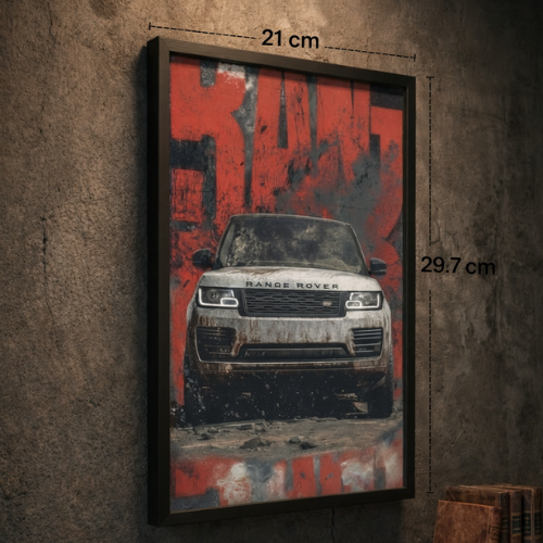 Range Rover Car Poster Framed Wall Art Painting for Living Room Home Decor. Modern Grunge SUV Artwork for Office & Garage Wall Decoration, A Stylish Gift for Car Lovers