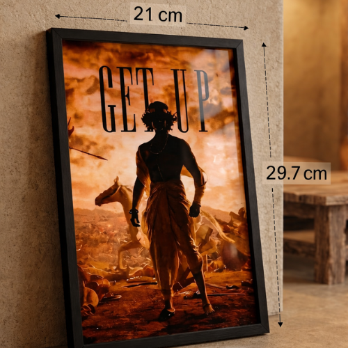 Mahabharat Krishna Motivational Frame Geeta Updesh Painting for Wall Decor Spiritual Art Lord Krishna Photo for Home Office Living Room Vastu Positive Energy Framed Poster