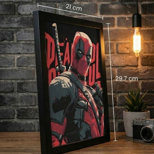 Deadpool Marvel Comic Art Framed Poster Print for Wall Decor | Superhero Fan Gift | Home & Office Art
