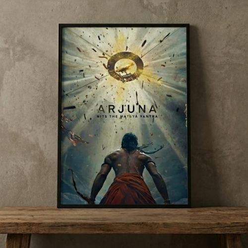 Mahabharat Arjuna Wall Poster with Frame A4 Size