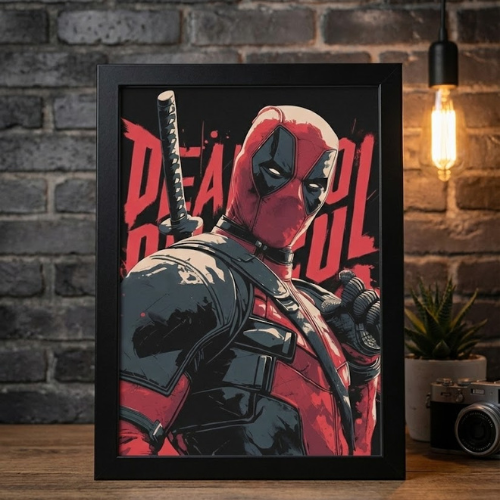 Deadpool Marvel Comic Art Framed Poster Print for Wall Decor | Superhero Fan Gift | Home & Office Art