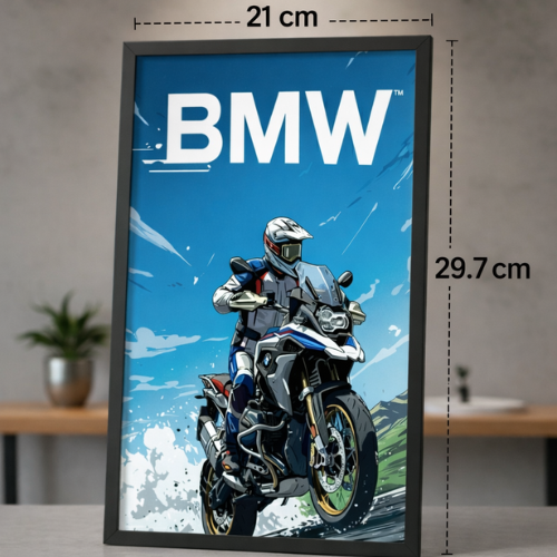 Dynamic Adventure Motorcycle Rider Wall Art Poster | Premium Framed Biker Sports Theme Decor | Thrilling Bike Enthusiast Home Office Living Room Decoration | Modern Illustration Print for Gifting