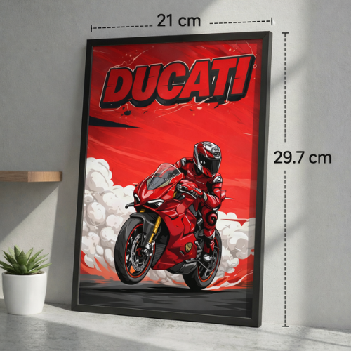 Ducati Bike Framed Poster Wall Art for Living Room Bedroom Office Decor Motorcycle Painting Superbike Illustration Biker Gift Stylish Wall Hanging for Home Decoration
